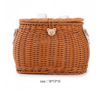 Rattan Basket Backpack Multi-Use Woven Kids Backpack Multifunctional for Scooter