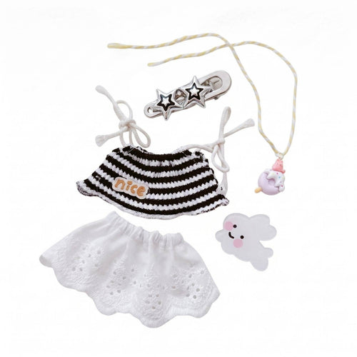 Striped Camisole Set Decorative Accessories Lace Skirt Outfit Easy to Put On