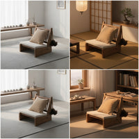 Floor Chair with Back Support Rustic Low Lounge Chair Reclined Seat for Reading Corner