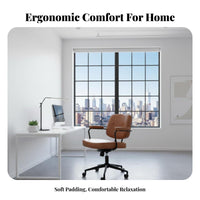 Retro Design Rolling Armchair Comfortable Computer Chair 360-Degree Swivel Office Furniture Adjustable Height for Students, Gamers, Study Room, Bedroom