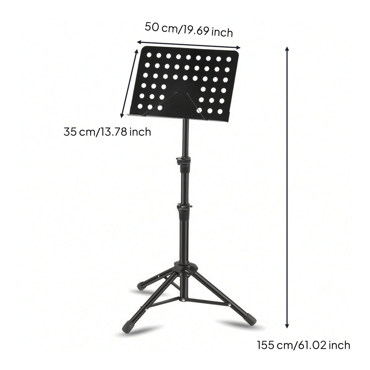 Adjustable Sheet Music Stand Folding Music Stand with Tripod Base Metal Spacious for Students, Stage