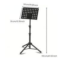 Adjustable Sheet Music Stand Folding Music Stand with Tripod Base Metal Spacious for Students, Stage