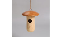 Toadstool Birdhouse Rustic Hanging Bird Feeder with Cord Outdoor for Gardeners