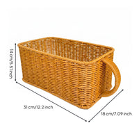 Woven Rattan Basket uncoveredTop Household Organizer Rounded Corners for Shelf