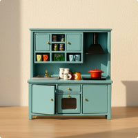 Dollhouse Kitchen Cabinet Compact Wooden Dollhouse Cabinet with a Sink Stylish Miniature Cooking Hob for OB11 Doll Fans, Diorama Displays