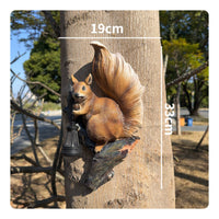 Solar Squirrel Wall Lamp Decorative Resin Squirrel Garden Statue for Balcony