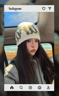 登山冷帽女款大头围针织帽子显脸小川西旅游户外徒步毛线堆堆帽潮