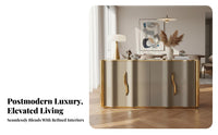 Light Luxury design Wavy Console Table Lacquered Finish Fluted Door Cupboard Floor-Standing Entryway Cabinet Fully Assembled for Interior Decorators, Homeowners, Renters, Hallway, Dining Room, Bedroom