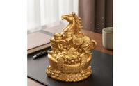 Currency Base Horse Figurine Gold-Colored Home Decor Metallic Finish