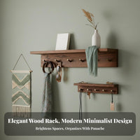 Wall Shelf with Hooks Vintage Aesthetic Coat Rack Multi-Functional