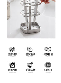 304 Stainless Steel Toothbrush Holder - Vintage Style Bathroom Organizer for Countertop