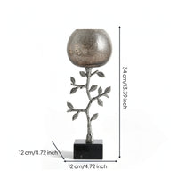 Candle Holder with Marble Base Silver-Toned Sculptural Candle Holder Textured Glass Candlestick for Dining Table, Sideboard