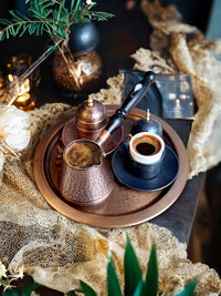 贝壳手柄煮咖啡壶高端手工器具土耳其进口煮罐茶纯铜复古奢华美式