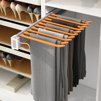 Top-Mounted Double Row Damping Pull-Out Expandable Trouser Rack for Wardrobe