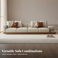 Minimalist Japanese Aesthetic Corner Couch Minimalist Design Walnut Base Sectional Sofa Sturdy Construction Japanese Aesthetic Textile Sofa