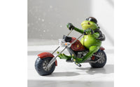 Frog on Motorcycle Statue Creative Motorcycle Riding Frog Figurine Garden Accessory Nordic Design House Decoration Bright Hues