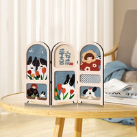 Modern Minimalist Entryway Tabletop Screen Decoration, Cartoon Peace and Joy Living Room TV Cabinet Folding Tabletop Art