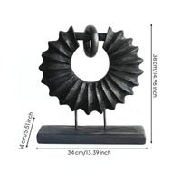 Radiant Sculpture Carved Circular Sculpture with Base Minimalist for Entryway