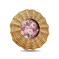 Vintage-Inspired Round Photo Frame Scalloped Round Picture Frame Elegant Easy to Clean for Dresser, Mantel, Entryway