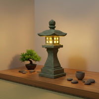 Japanese Stone Lantern Tabletop Lighting for Balcony, Bookshelf