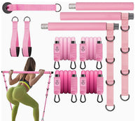 Adjustable Pilates Bar Kit with 3-Piece Rod and Rope for Home Fitness