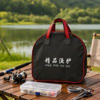 Waterproof Fishing Rod Sleeve for Rod Protection, Black Square 2-Layer Fishing Bag, Thickened Portable Pouch with Steel Ring