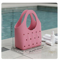 Perforated Tote Simple to Clean Tote with Oval Handle Breathable Beach Bag for Pool, Shower