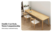 2 Pieces Long Two Person Desk Spacious Tabletop Solid Wood Computer Desk Firm Workstation Structure Writing Table Suitable for Remote Workers Professionals Home Study