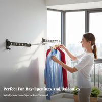 Foldable Hanging Clothes Rack No-Drill Installation Laundry Accessory Retractable sturdyDuty for Apartment Dwellers, Homeowners