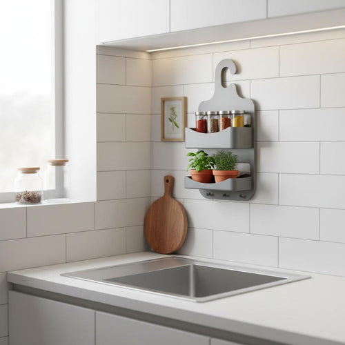 2-Tier Shower Holder Washroom Hanging Storage Rack Quick-Draining for Kitchen