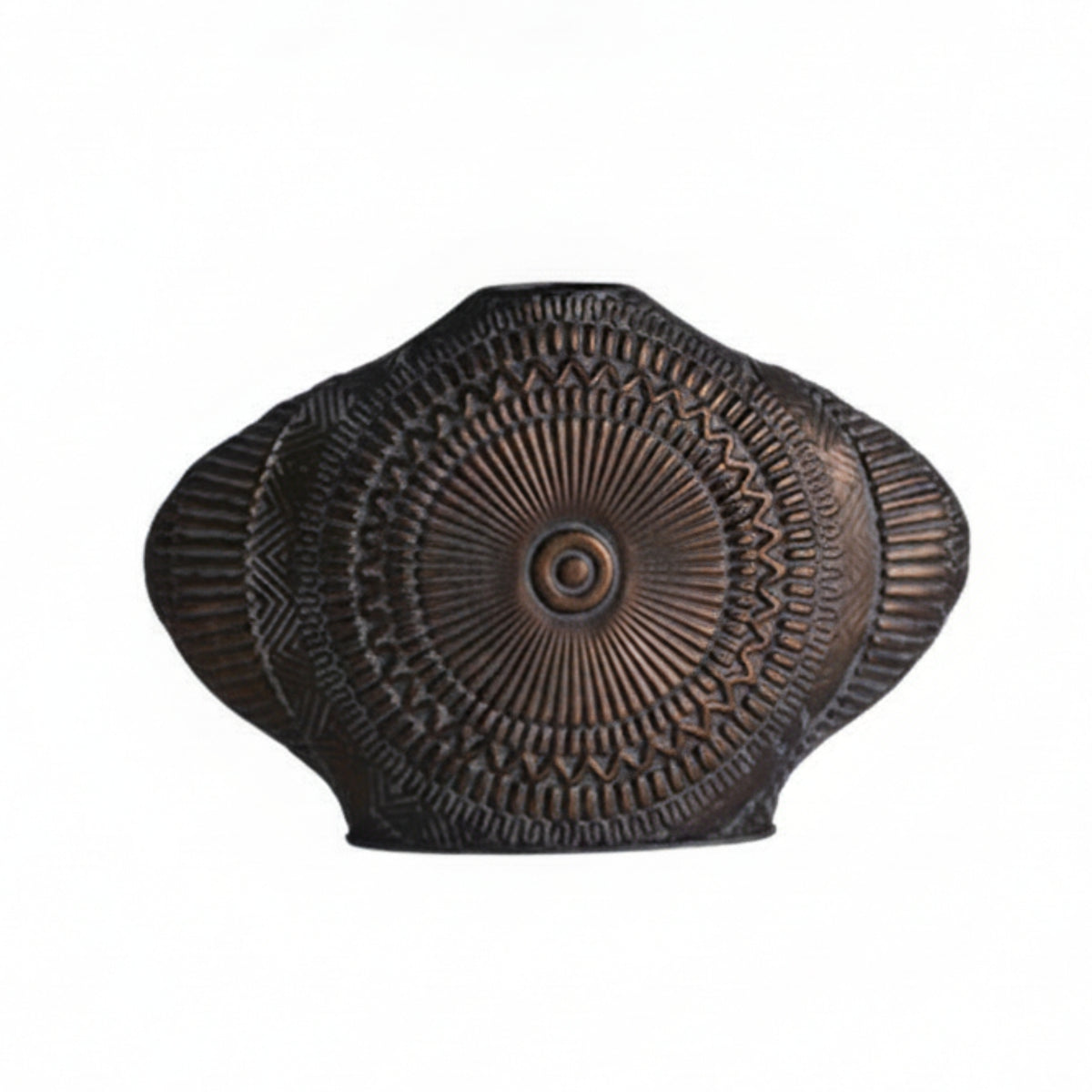 Geometric-Patterned Style Vase Distressed Vintage Decorative Vase Embossed Tabletop Ornament for Dried Flowers, Entryway, Shelves
