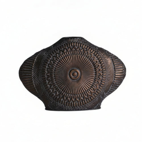 Geometric-Patterned Style Vase Distressed Vintage Decorative Vase Embossed Tabletop Ornament for Dried Flowers, Entryway, Shelves
