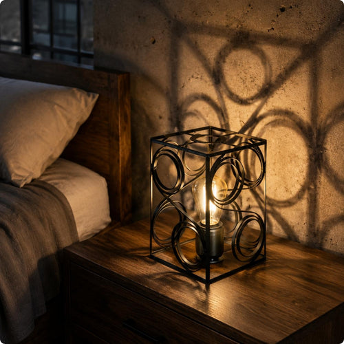 Black Metal Cage Shade Iron Lighting Minimalist