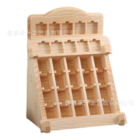 Wooden Refrigerator Magnet Storage Rack, Solid Wood Display Stand, Multi-Grid Organizer for Cards and More