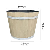 Faux Wood Barrel Planter Durable Plant Container Weather Resistant for Gardeners