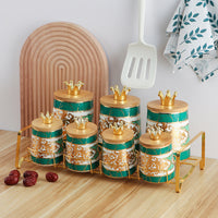 Ceramic Sealed Storage Jar Set for Grains and Tea, Food-Grade, Modern Minimalist, 3.1-4L, Round, Factory Direct