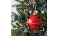 Bell Ornament with Star Cutouts Oversized Hanging Bell with Jute Cord Classic for Mantel