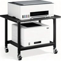 2-Tier Rolling Printer Stand with Wheels, Mobile Storage Cart