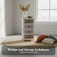2-Drawer Nightstand Nordic aesthetic Bedside Table Distressed Finish Vintage Look for Interior Decorators