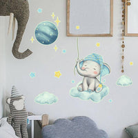 Luminous Starry Pachyderm Bodies Wall Decal Removable Glow in the Dark Elephant Wall Stickers Home Decor Decoration for Kids, Young Children