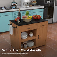 Mobile Kitchen Island Solid Wood Frame Wooden Food Prep Station Movable Food Prep Work Table for Crafters, Students, Dining Room, Small Areas, Pantry