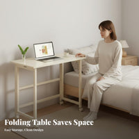 Foldable Rolling Desk Foldable Design Rolling Computer Rolling Table Space-Saving With Storage Shelf for Students