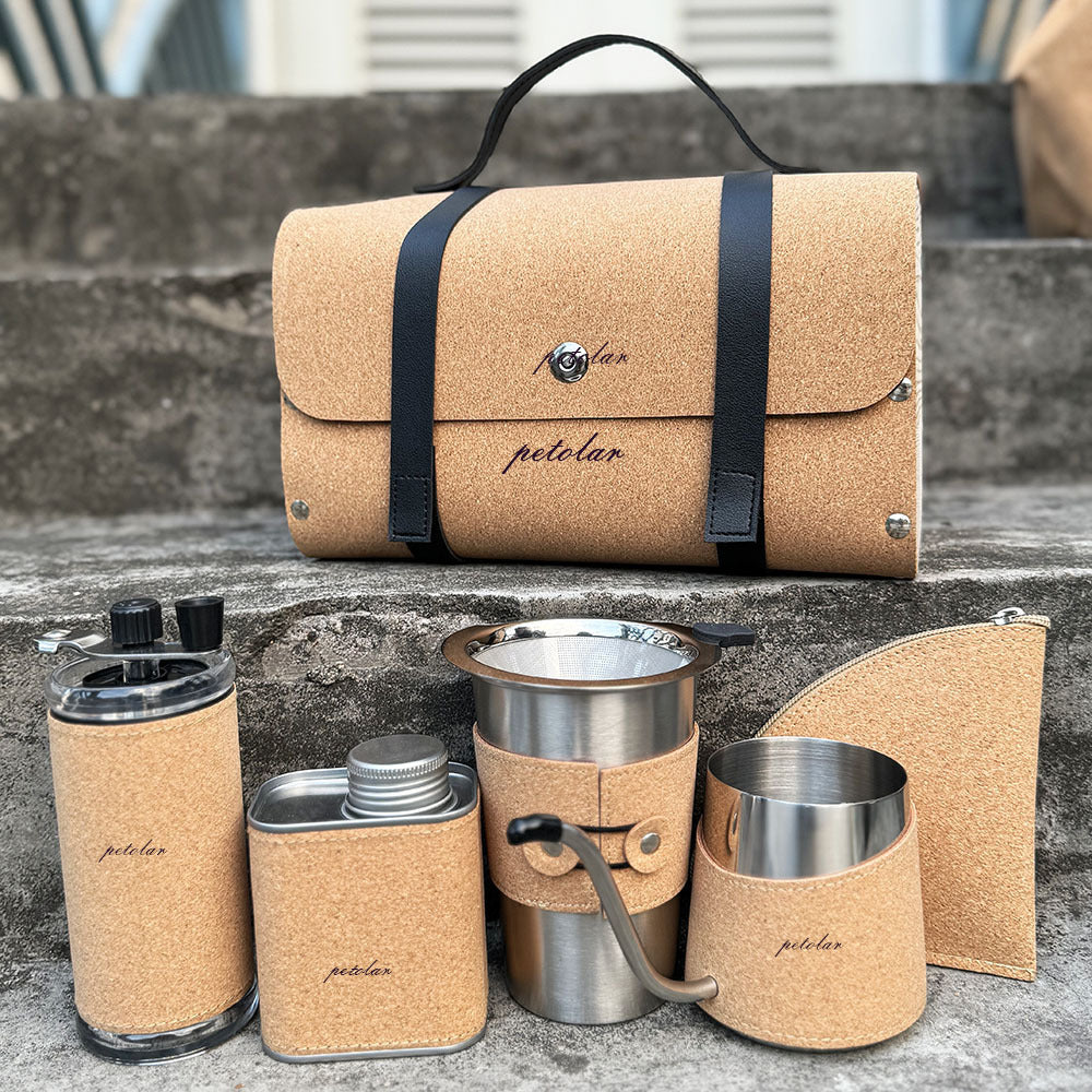 Business Gift Set Travel Camping Pour-Over Coffee Set with Hand Grinder