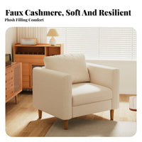 Japanese design Wood Frame Accent Chair Minimalist Design Upholstered Side Chair Thick Foam padding Single Sofa Easy Assembly for Interior Decorators, Homeowners, Book Lovers, Living Room, Bedroom, Reception Area, perusing corner