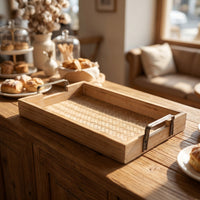Rectangular Tray with Woven Base Vintage for Tabletop Display