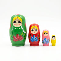 4 Pieces Illustrated Faces House Decoration Colorful Painted Nesting Dolls