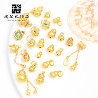 久不掉色古法沙金diy配件祥云古法烧蓝福字福禄葫芦项链吊坠配珠