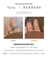 满天星戒指批发女钛钢戒指满钻戒情侣对戒锆石戒指冷淡风轻奢指环