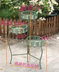 美式复古铁艺折叠花盆架欧式民宿阳台庭院花园花店绿萝错层花架 B款白色做旧