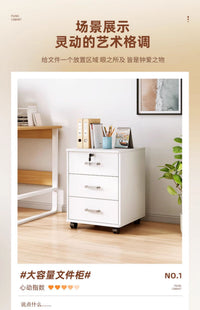 Lockable Mobile Filing Cabinet with 3 Shelves